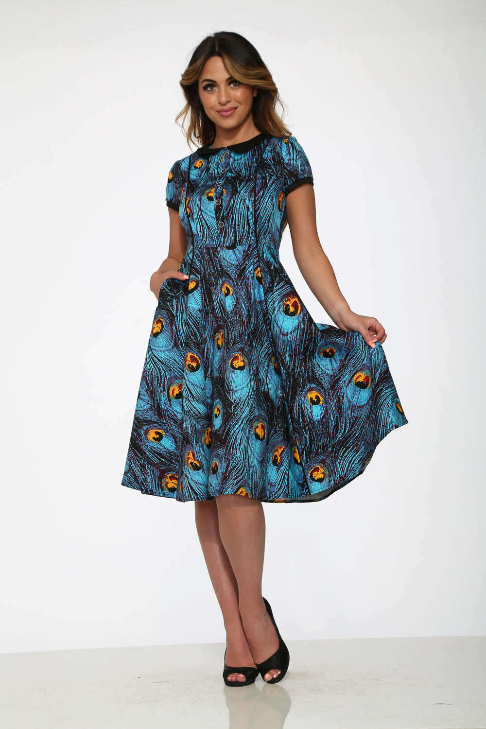 20360 Blue Peacock Swing Dress